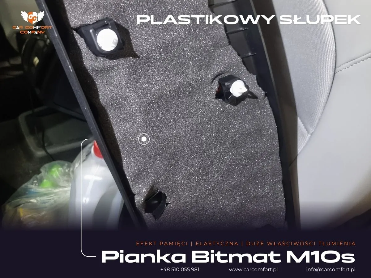 Wewnętrzne tłumienie słupków Bitmatem M10s dla lepszego komfortu akustycznego
