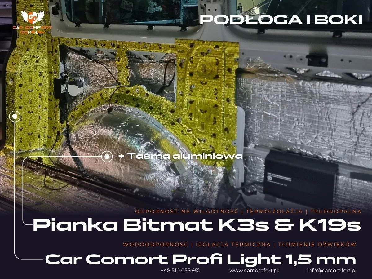 Wygłuszenie i termoizolacja strefy mieszkalnej VW California Beach Bitmatem K6s ALU