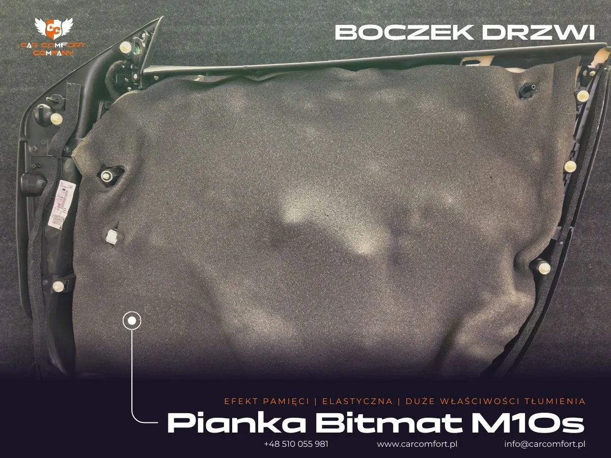 Bitmat M10s jako druga warstwa wygłuszenia boczka drzwi Mazdy 6