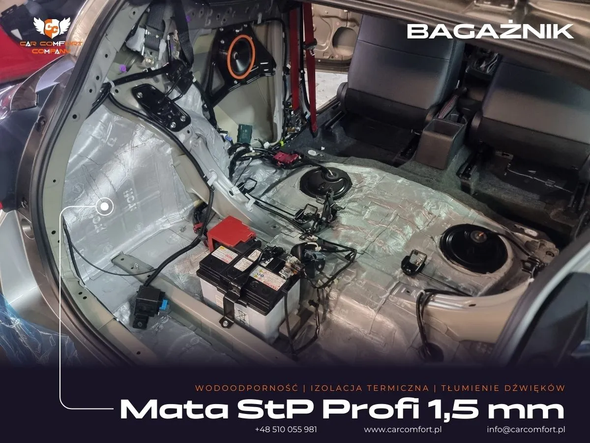 Pierwsza warstwa wygłuszenia bagażnika w Toyota Yaris GR