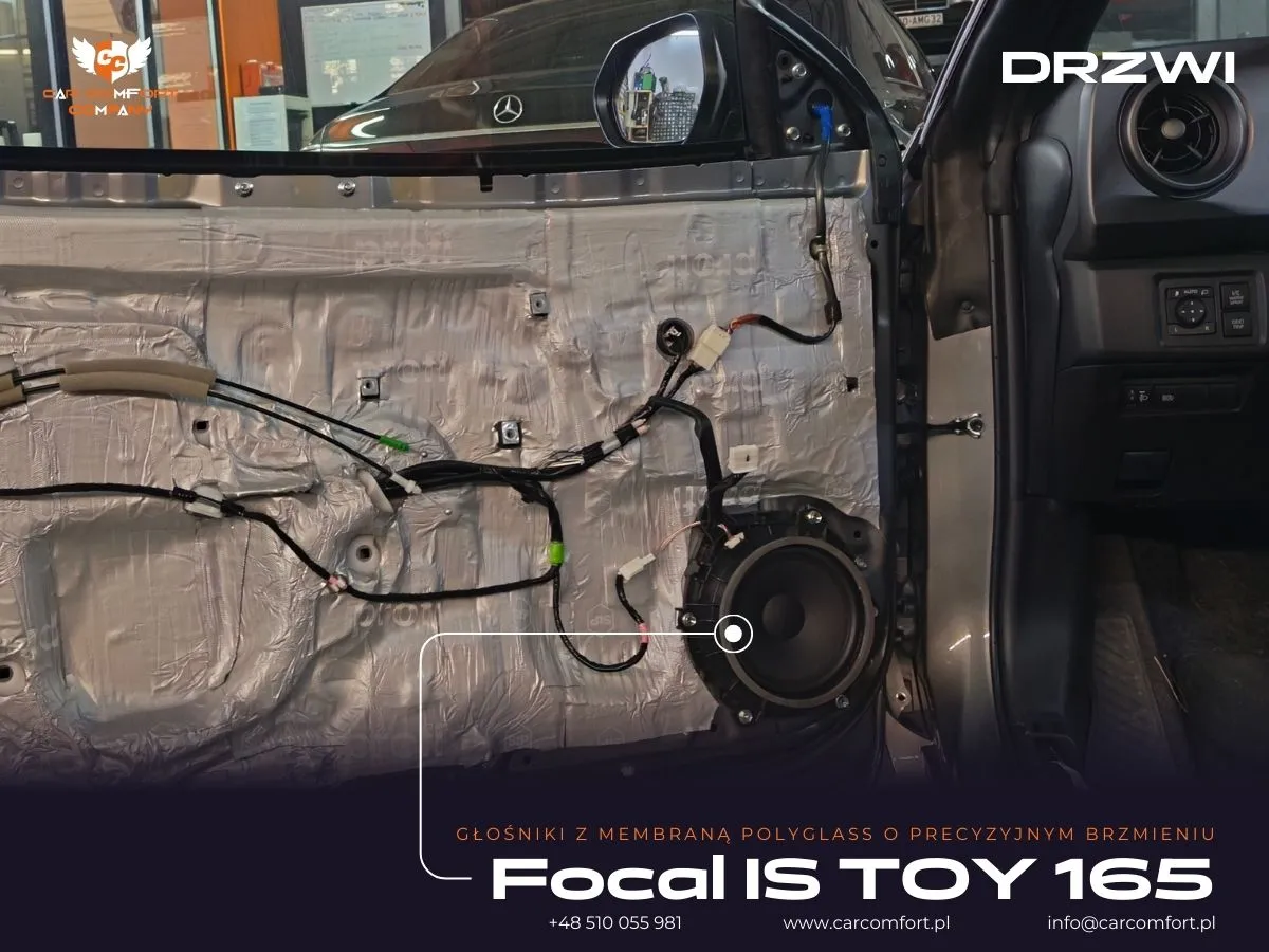 Montaż zestawu Focal IS TOY 165 w przednich drzwiach Toyota Yaris GR
