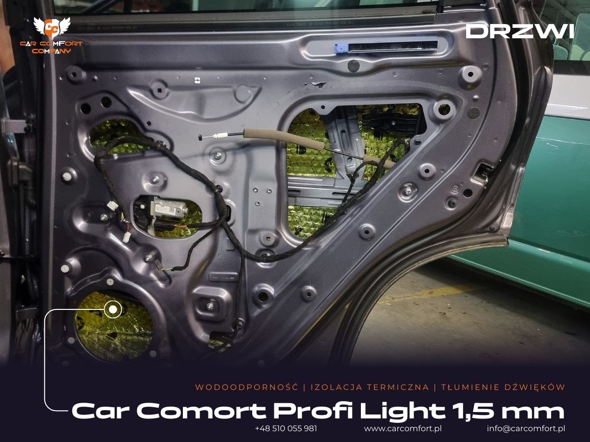 Car Comfort Profi Light 1,5 mm na drzwiach Omoda 5 – pierwsza warstwa tłumienia