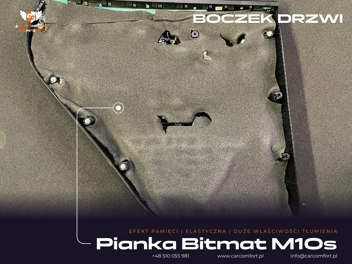 Bitmat M10s jako druga warstwa wygłuszenia drzwi w Omoda 5