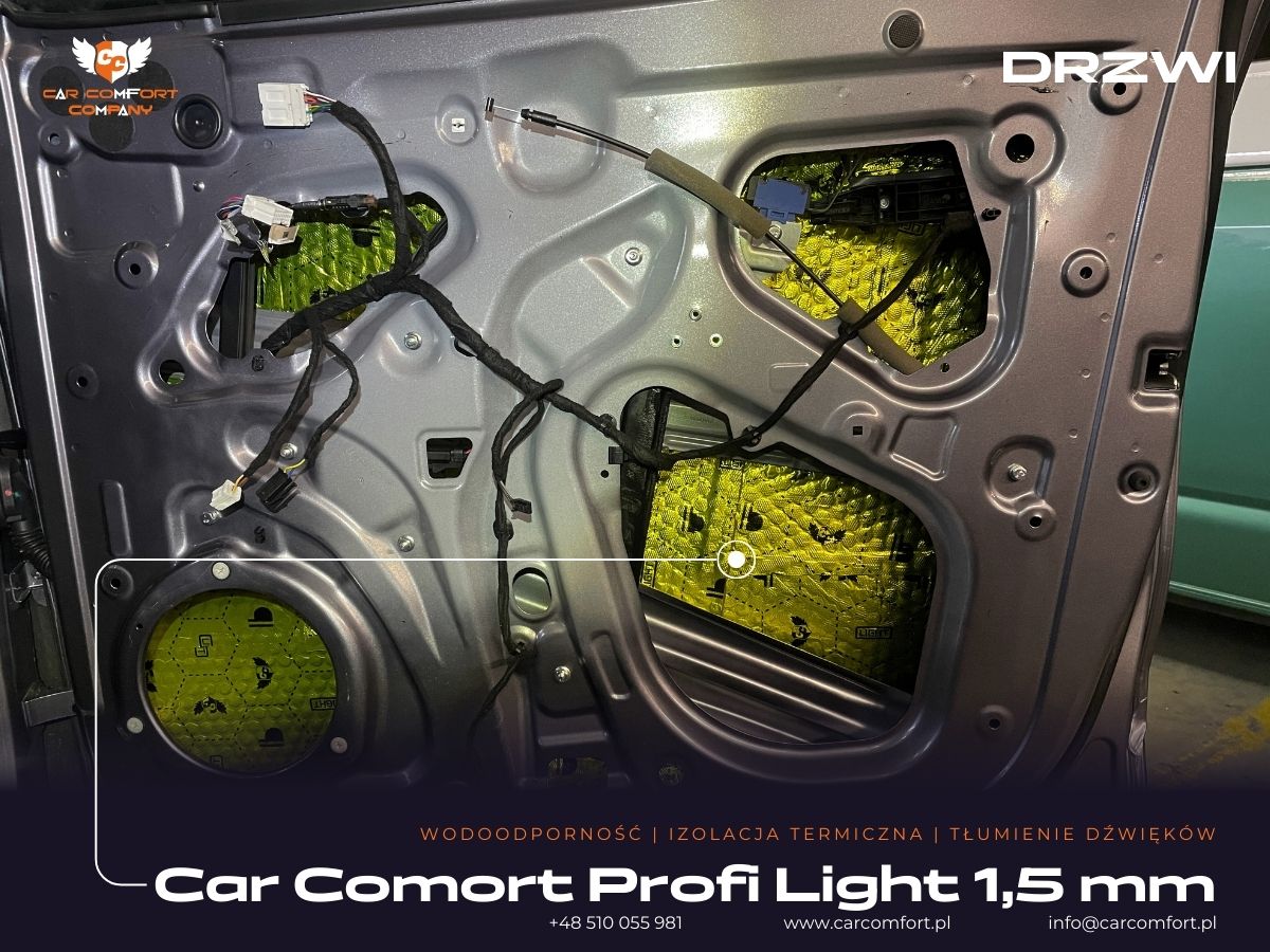 Car Comfort Profi Light 1,5 mm na drzwiach Omoda 5 – pierwsza warstwa tłumienia