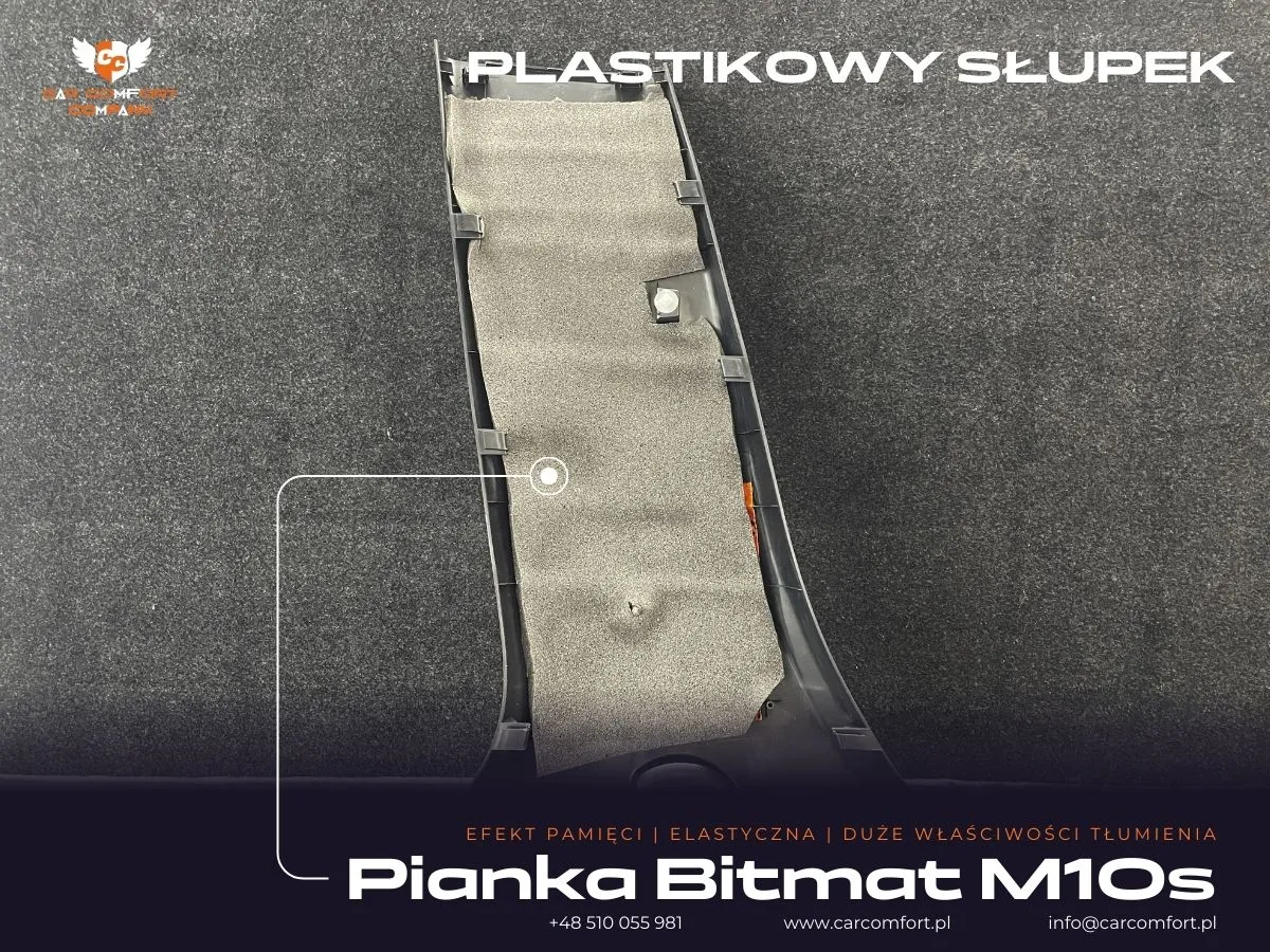 Wyciszenie plastikowego słupka matą Bitmat M10s – druga warstwa