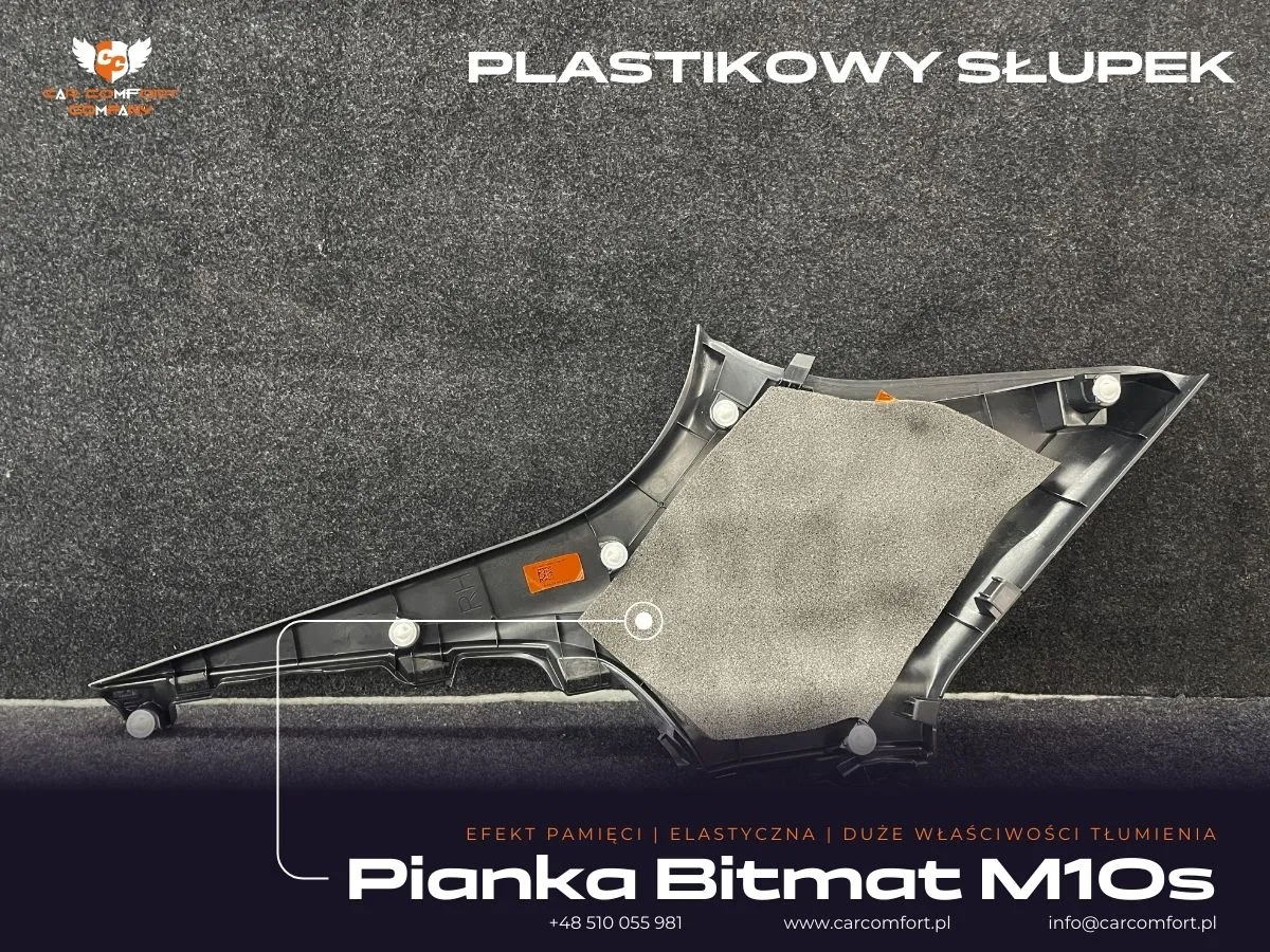 Wyciszenie plastikowego słupka matą Bitmat M10s – druga warstwa