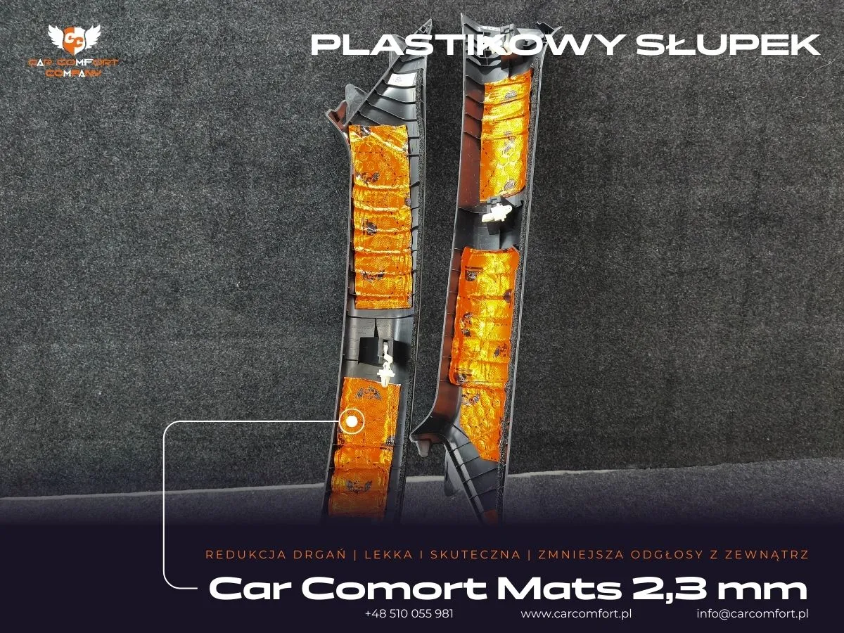 Wyciszenie plastikowego słupka matą Car Comfort 2,3 mm