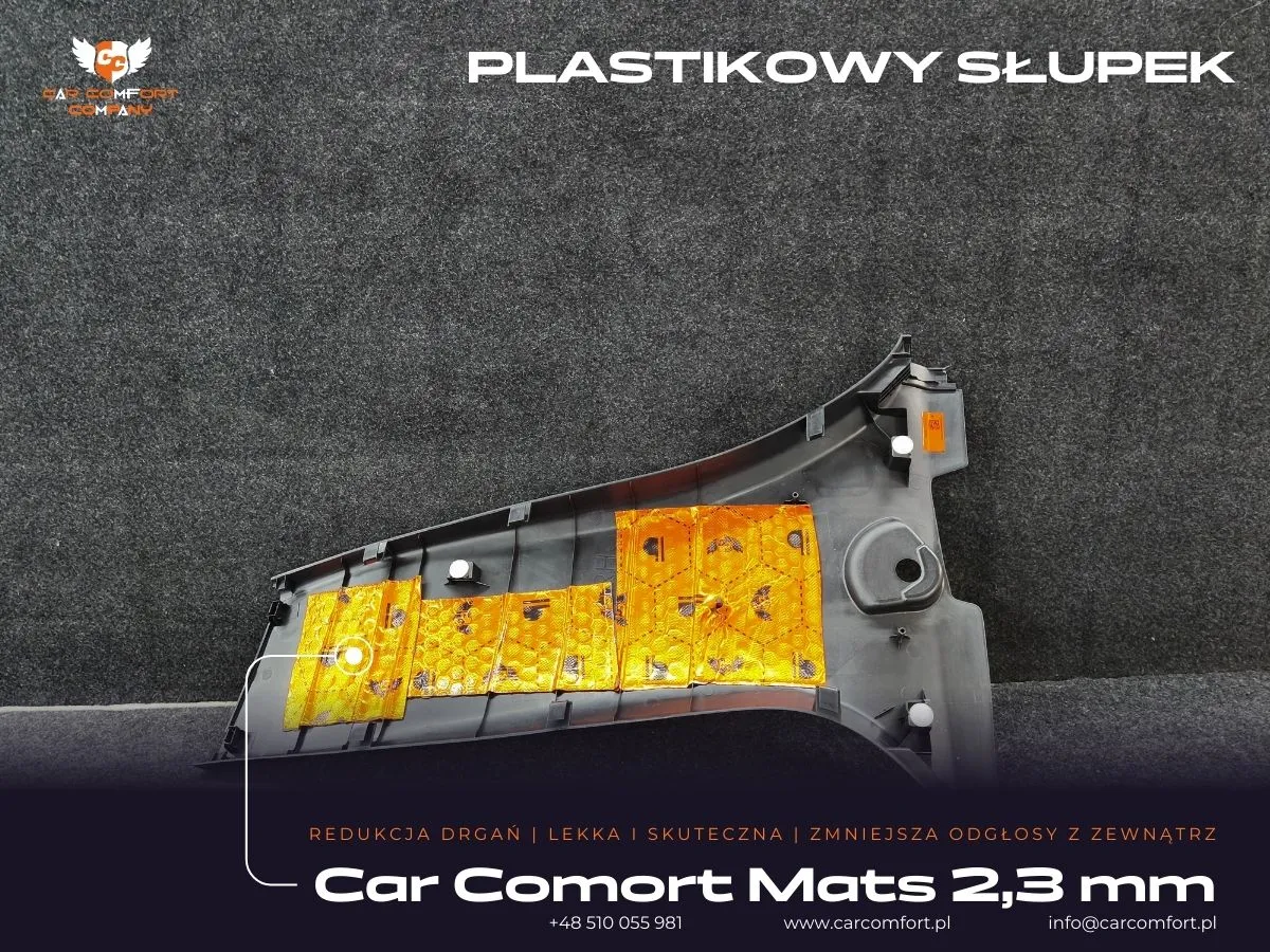 Wyciszenie plastikowego słupka matą Car Comfort 2,3 mm