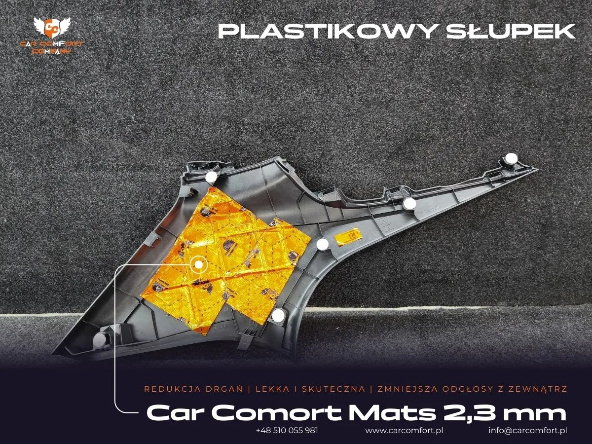 Wyciszenie plastikowego słupka matą Car Comfort 2,3 mm
