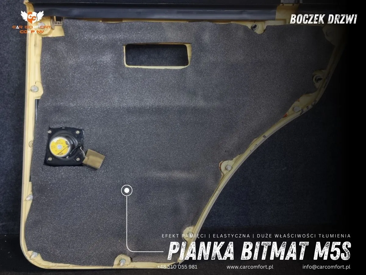 Aplikacja pianki Bitmat M5s – wygłuszenie boczków drzwi w Range Rover P38