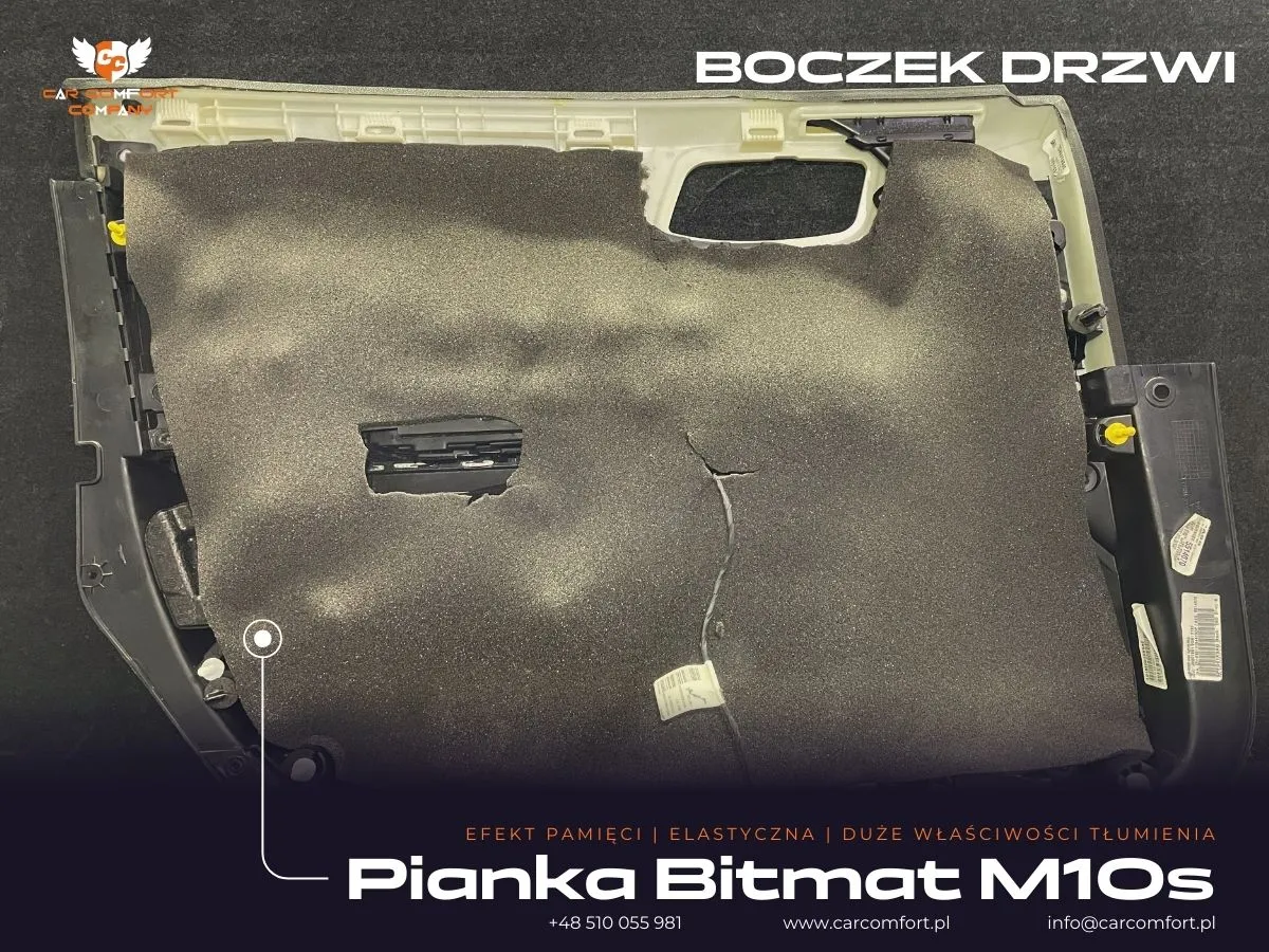 Bitmat M10s jako druga warstwa na boczku drzwi – izolacja i elastyczne tłumienie