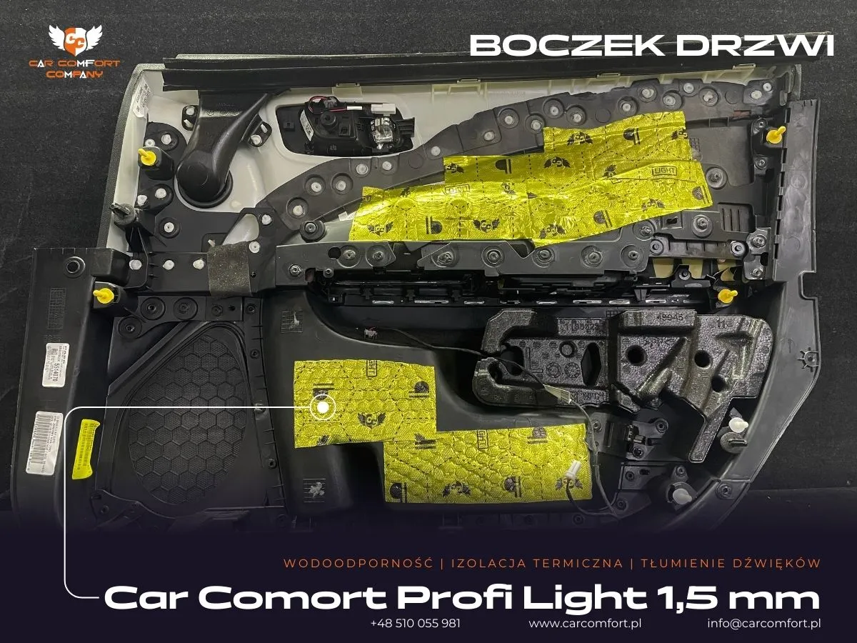 Boczek drzwi wygłuszony Car Comfort Profi Light 1,5 mm – izolacja hałasu z zewnątrz