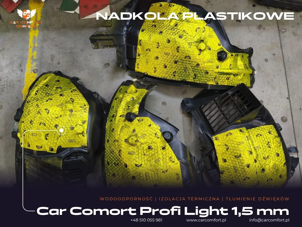 : Wyciszanie plastikowego nadkola w BMW M3 G81 – pierwsza warstwa z maty Car Comfort Profi 1,5 mm