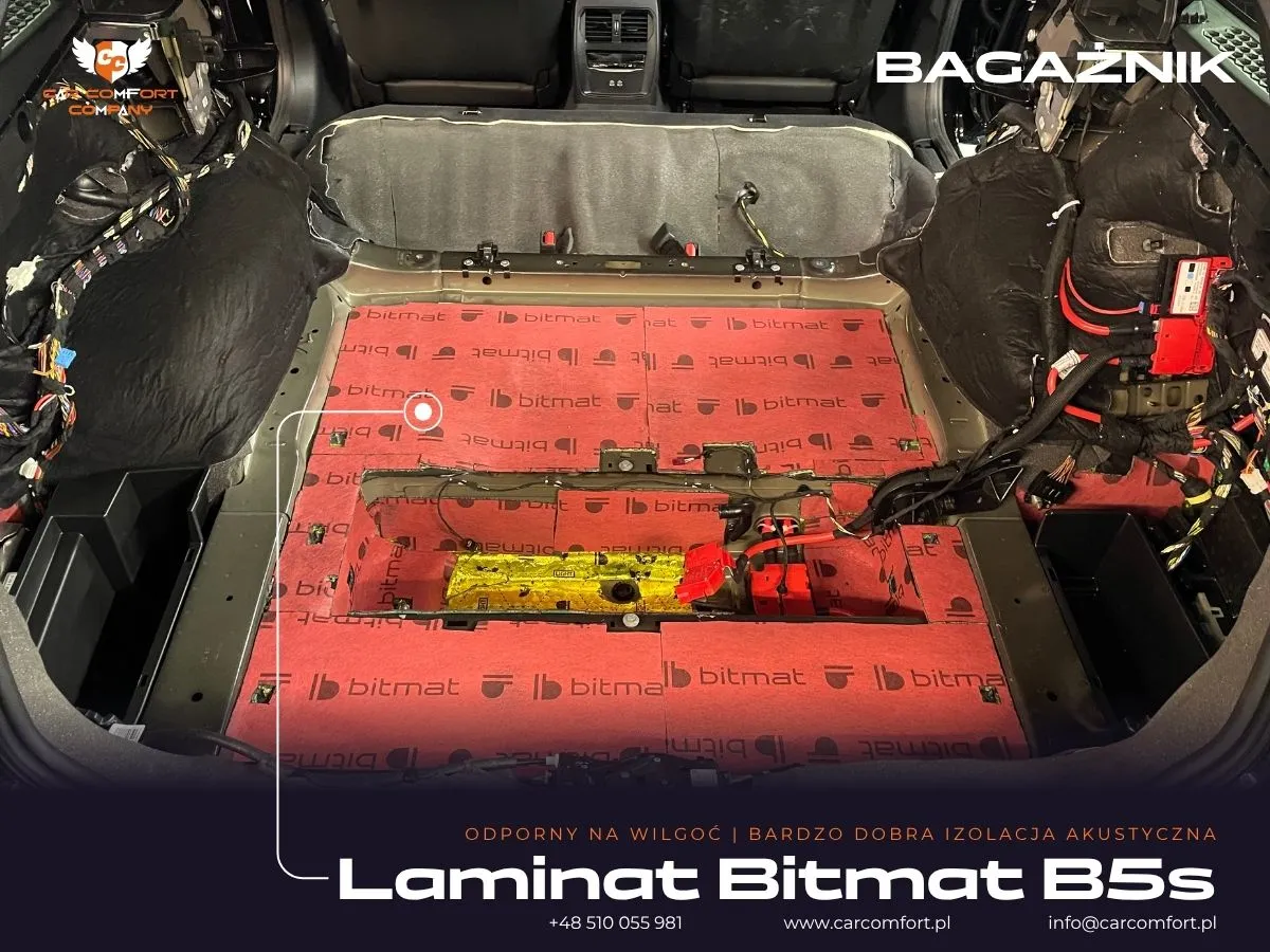 Druga warstwa wygłuszenia bagażnika BMW M3 G81 – montaż pianki Bitmat B5s