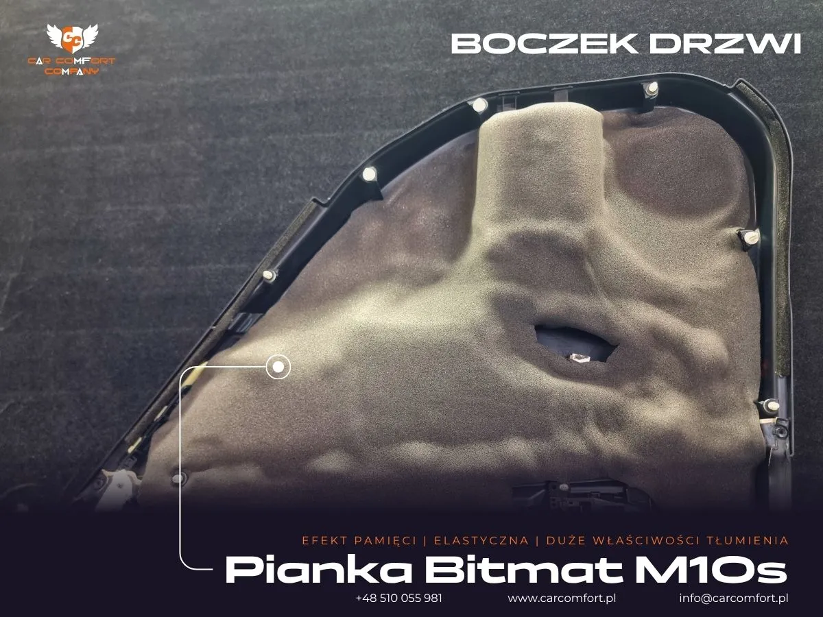  Druga warstwa wygłuszenia boczka drzwiowego Subaru Outback pianką Bitmat M10s.