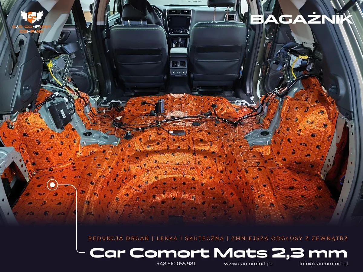  Pierwsza warstwa wyciszenia bagażnika Subaru Outback matą Car Comfort Mats 2,3 mm.