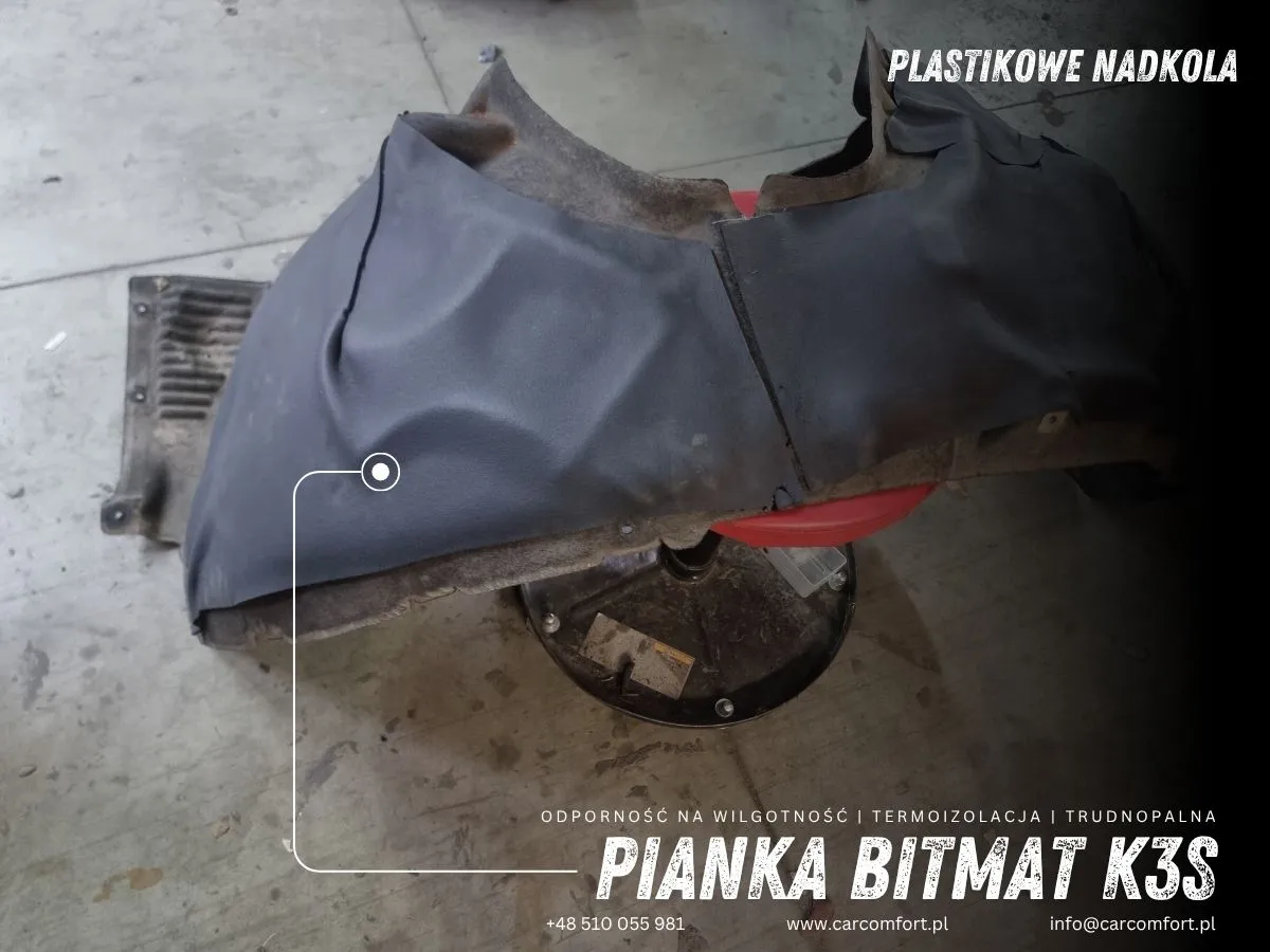Plastikowe nadkola wyciszone matą Bitmat K3s w Macan