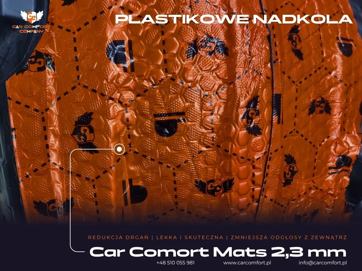 Wyciszanie plastikowej osłony nadkola w Lexusie ES300h – pierwsza warstwa z maty Car comfort mats 2,3 mm.