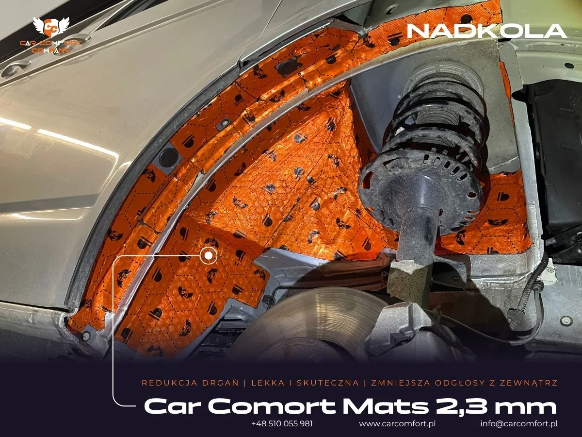 ierwsza warstwa wyciszenia metalowego nadkola w Volkswagen California – aplikacja maty Car comfort mats 2,3 mm.