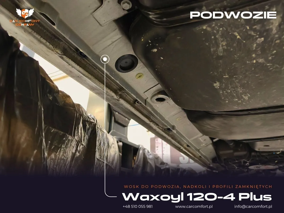 Zabezpieczenie podwozia Volkswagena California preparatem antykorozyjnym Waxoyl 120-4 Plus.