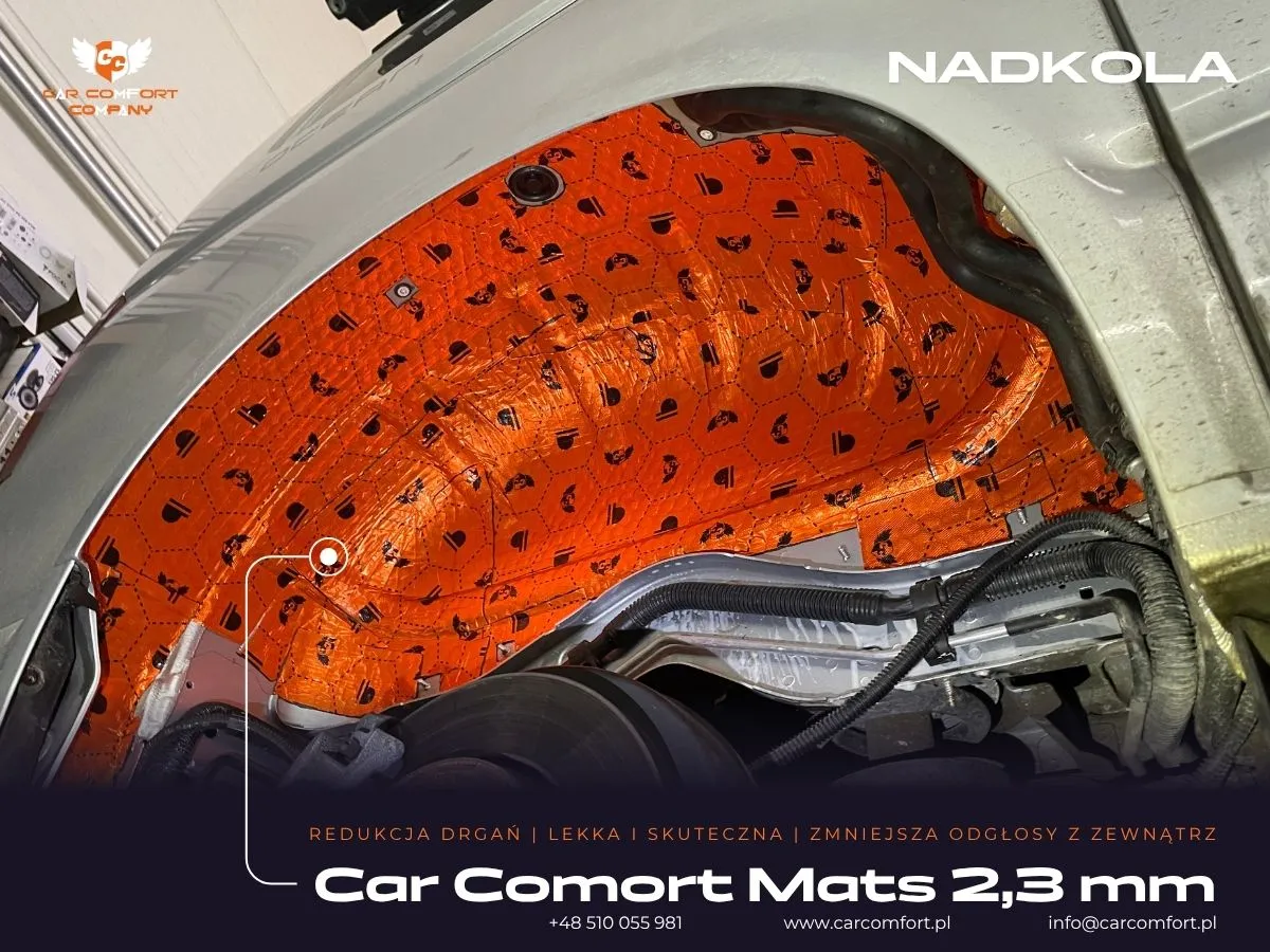 ierwsza warstwa wyciszenia metalowego nadkola w Volkswagen California – aplikacja maty Car comfort mats 2,3 mm.