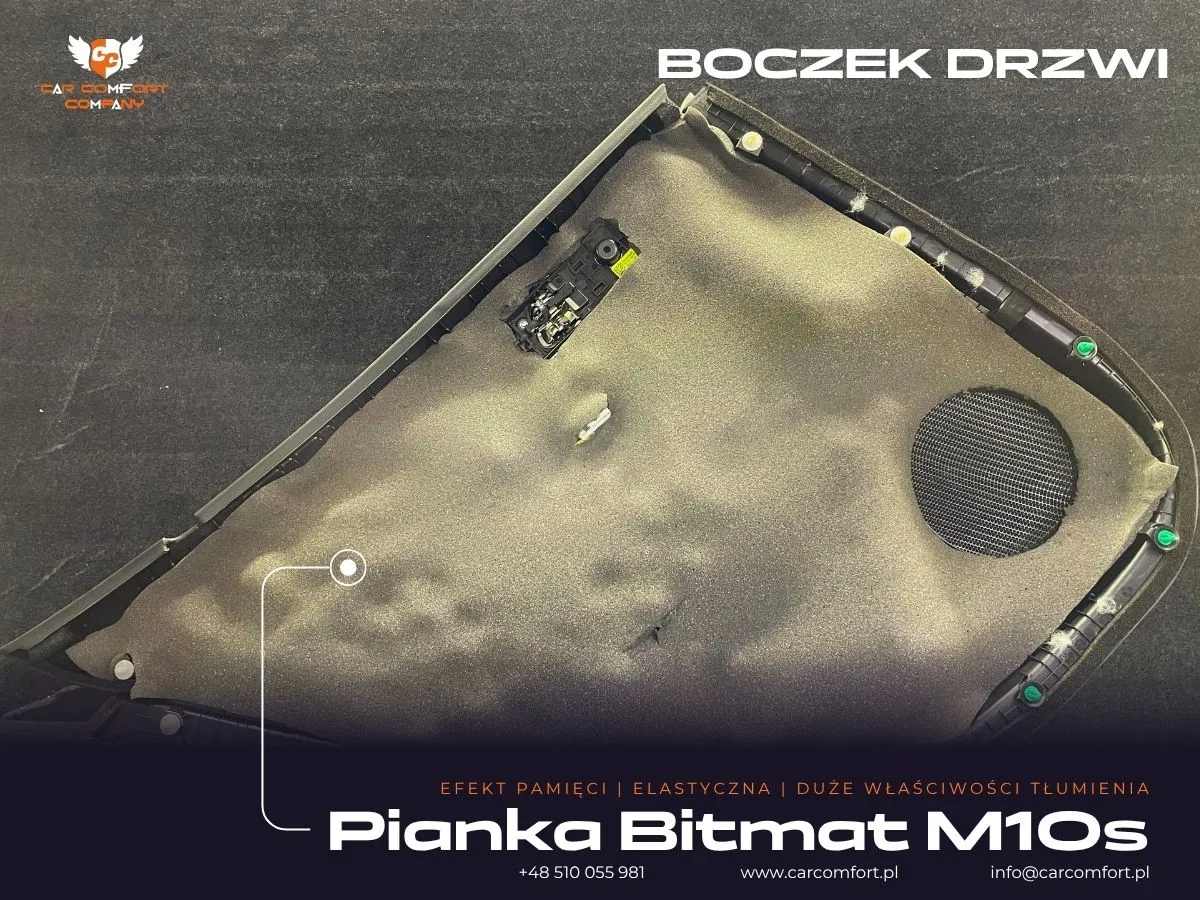 Druga warstwa pianki Bitmat M10s na boczku drzwiowym Kii Stinger GT.
