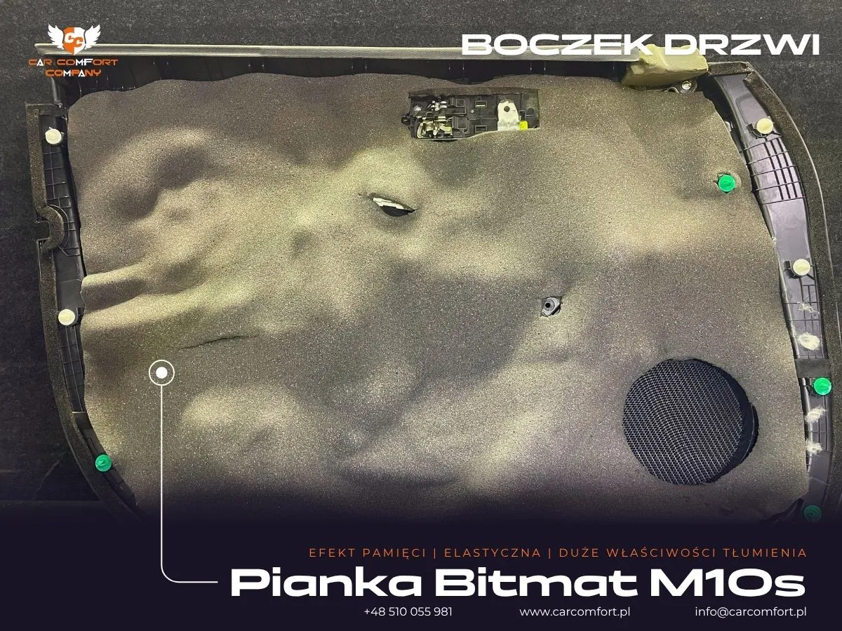 Druga warstwa pianki Bitmat M10s na boczku drzwiowym Kii Stinger GT.