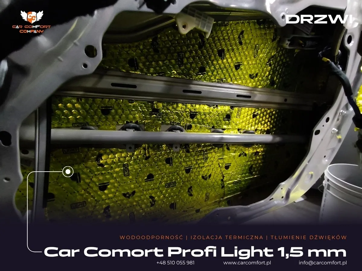 Pierwsza warstwa wyciszenia drzwi Kii Stinger GT matą Car Comfort Profi 1,5 mm.