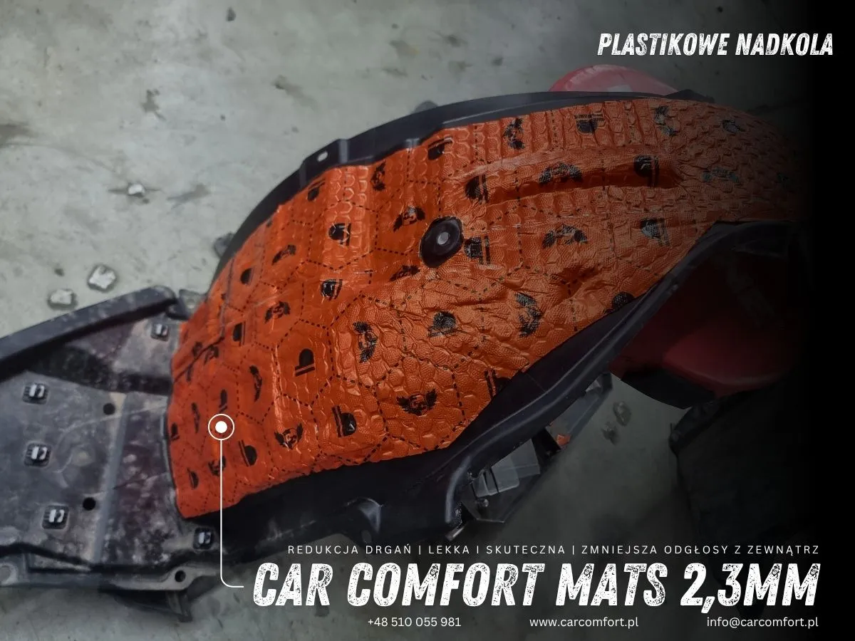 Wyciszanie plastikowej osłony nadkola w Toyocie C-HR II – pierwsza warstwa maty Car Comfort Mats 2,3 mm.