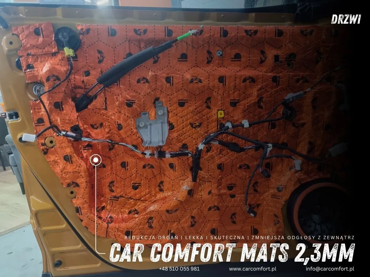 Trzecia (zamykająca) warstwa wyciszenia drzwi Toyoty C-HR II matą Car Comfort Mats 2,3 mm.