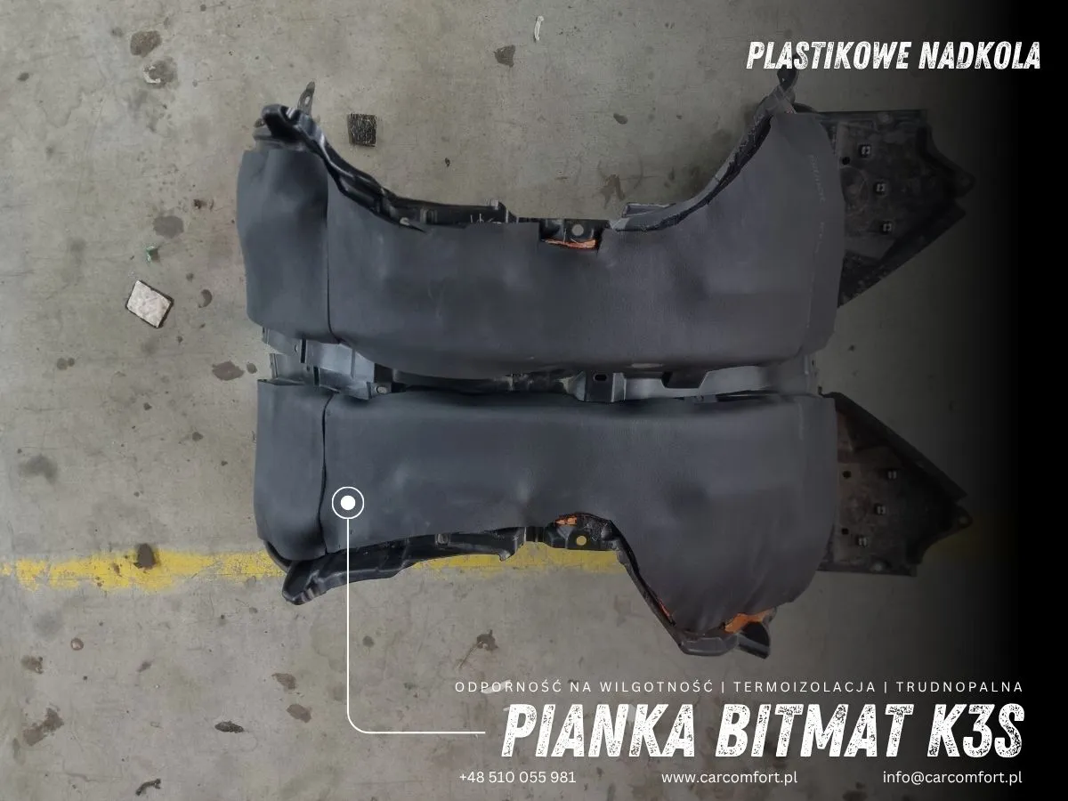 Druga warstwa pianki Bitmat K3s na plastikowej osłonie nadkola Toyoty C-HR II.