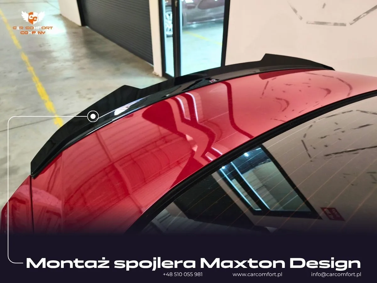 Volvo S60 z zamontowanym spojlerem Maxton Design na tylnej klapie – widok podkreślający sportową linię.