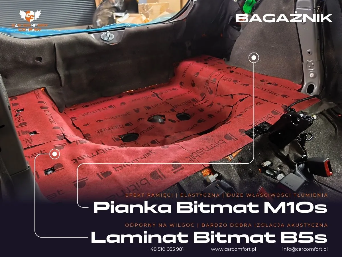 Druga warstwa pianki Bitmat B5s w przestrzeni bagażnika Kia X-Ceed.