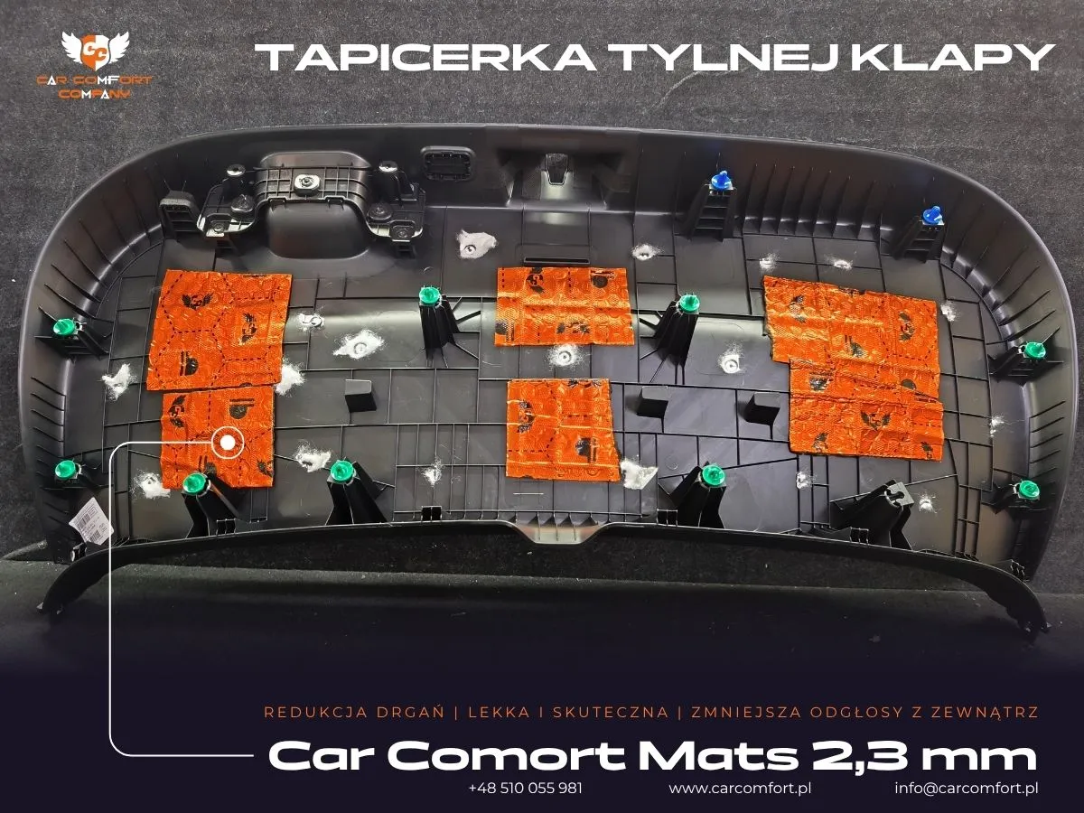 Wyciszenie tapicerki tylnej klapy Kia X-Ceed – pierwsza warstwa maty Car Comfort Mats.