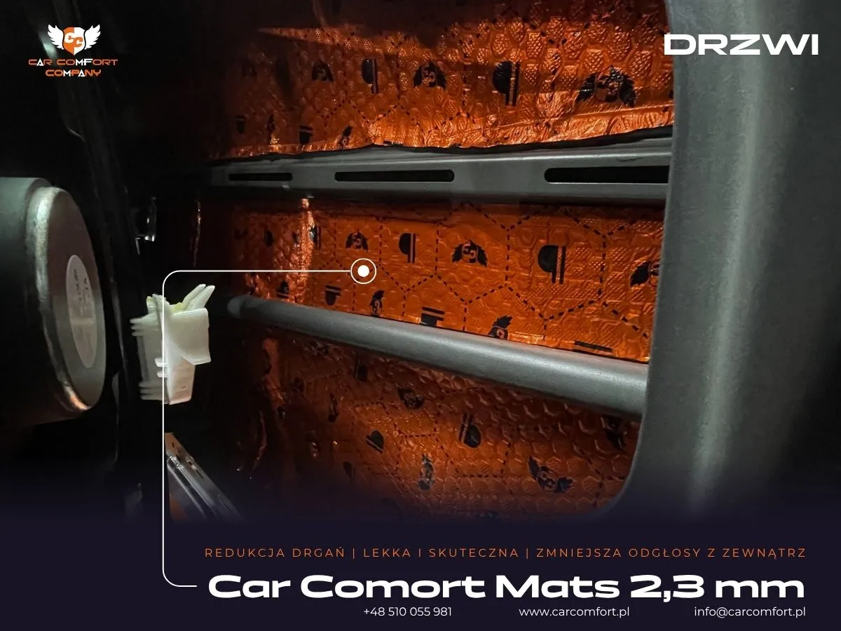 Pierwsza warstwa wyciszenia drzwi Kia X-Ceed matą Car Comfort Mats na wewnętrznej blasze.