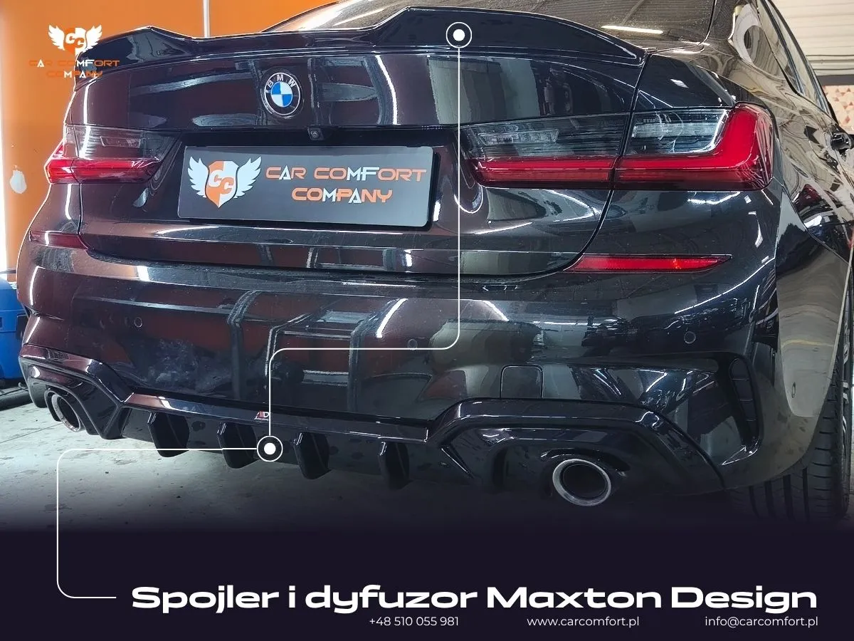 Agresywny dyfuzor tylny Maxton Design idealnie dopasowany do zderzaka BMW 3 G20.