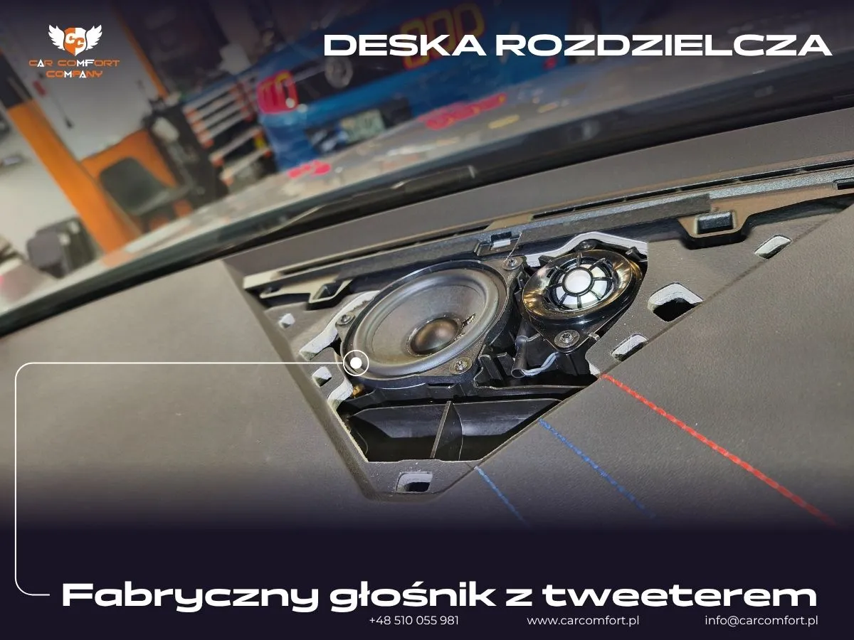 Głośnik średniotonowy z zestawu Focal IS BMW 100L przygotowany do instalacji w drzwiach BMW M135.