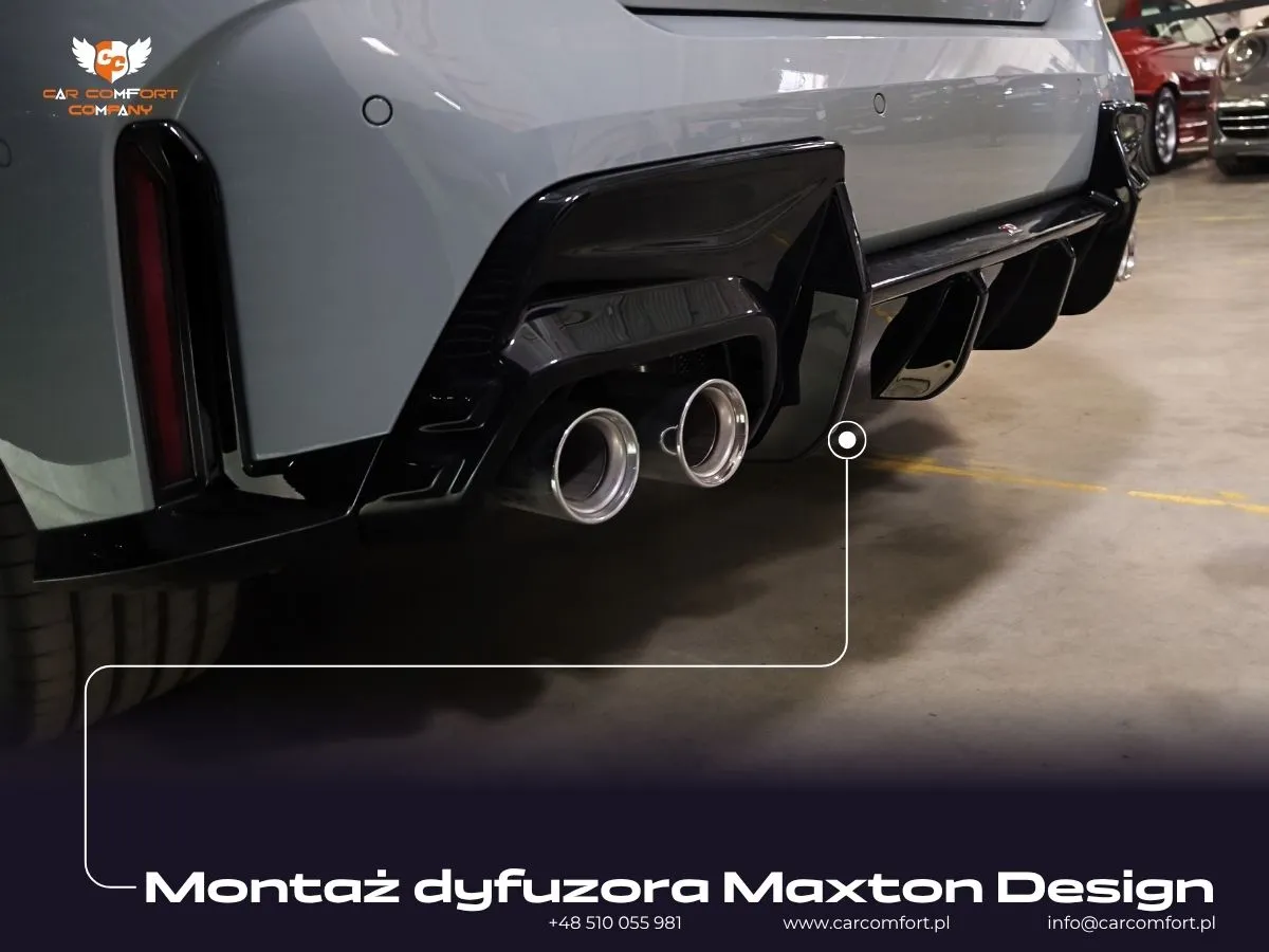 Montaż dyfuzora tylnego Maxton Design w sportowym hot-hatchu BMW M135.