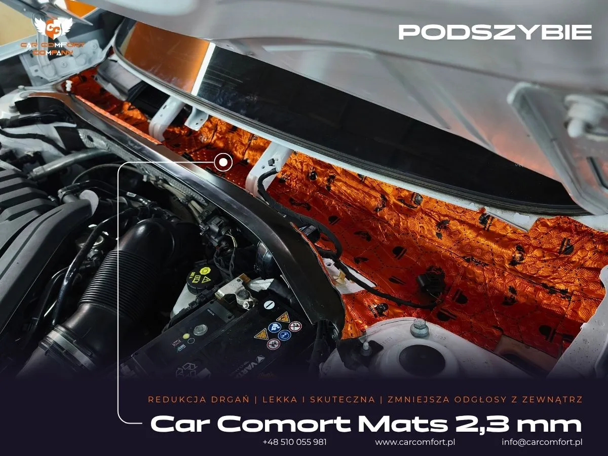 Pierwsza warstwa wyciszenia podszybia w Cupra Formentor matą Car Comfort Mats.