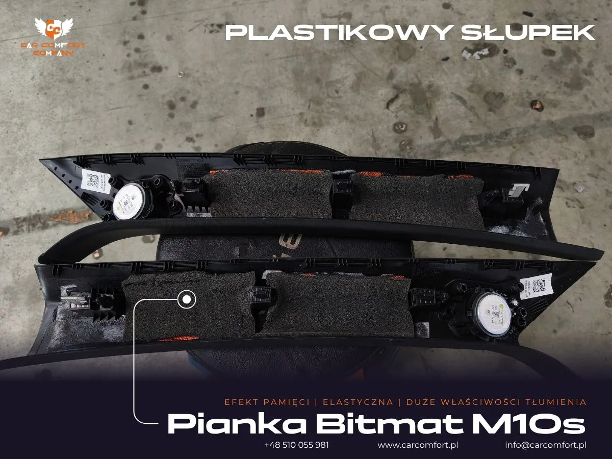 Druga warstwa pianki Bitmat M10s na osłonie słupka wewnętrznego Cupry Formentor.