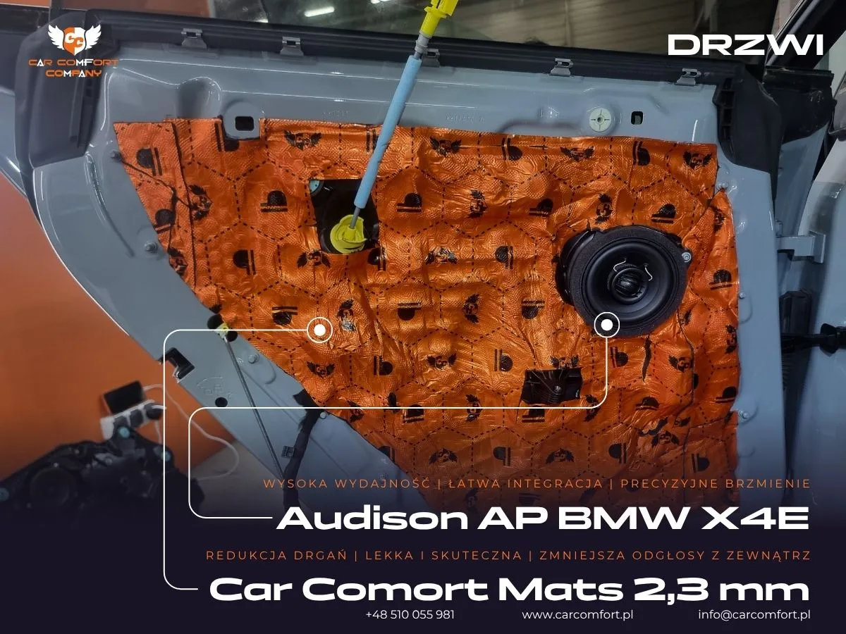 Wygłuszanie boczków drzwi matą Car Comfort Mats 2,3 mm w BMW Serii 4.