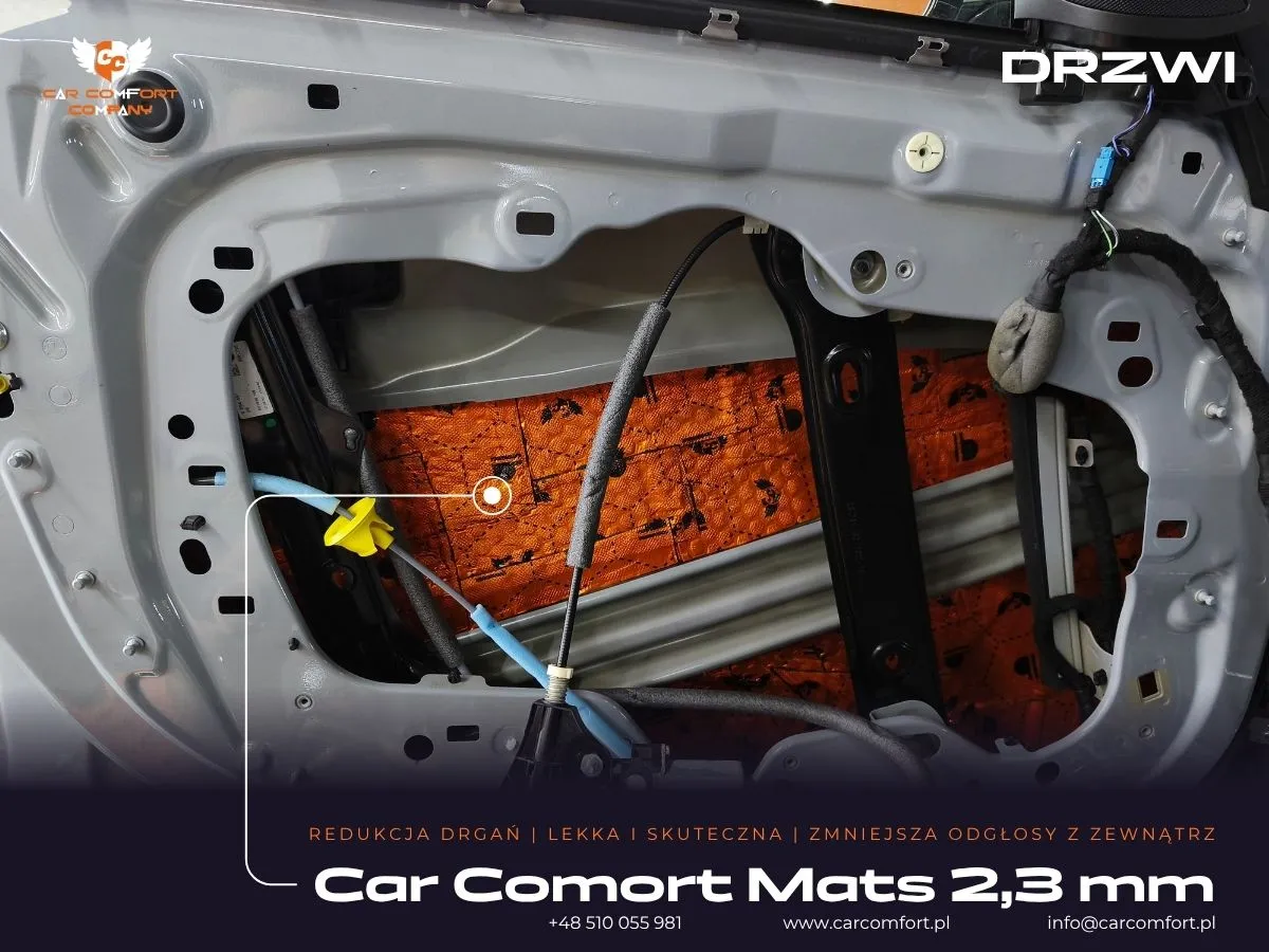 Mata butylowa Car Comfort Mats 2,3 mm na wewnętrznej blasze drzwi BMW Serii 4.