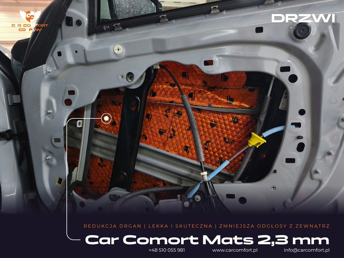 Mata butylowa Car Comfort Mats 2,3 mm na wewnętrznej blasze drzwi BMW Serii 4.