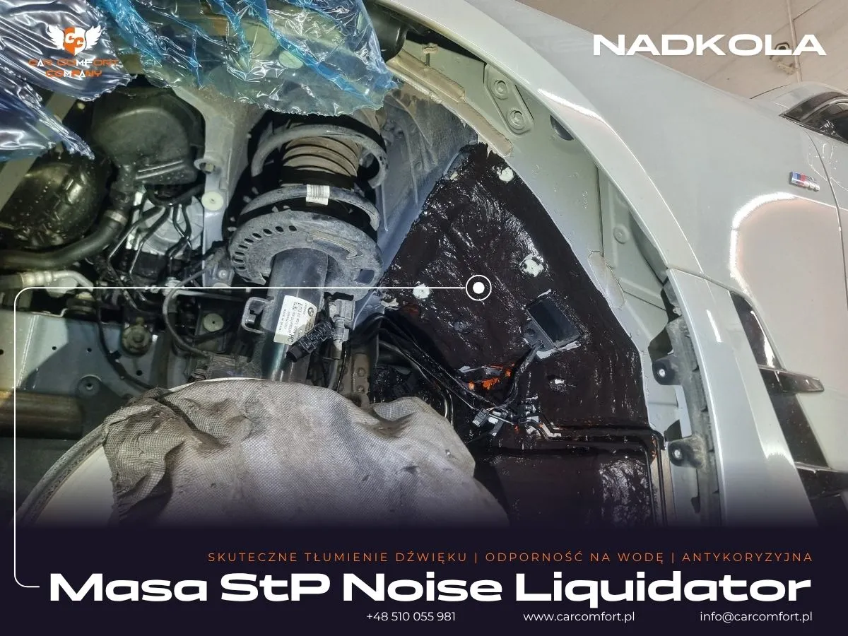 Aplikacja Noise Liquidator na metalowym nadkolu BMW Serii 4.