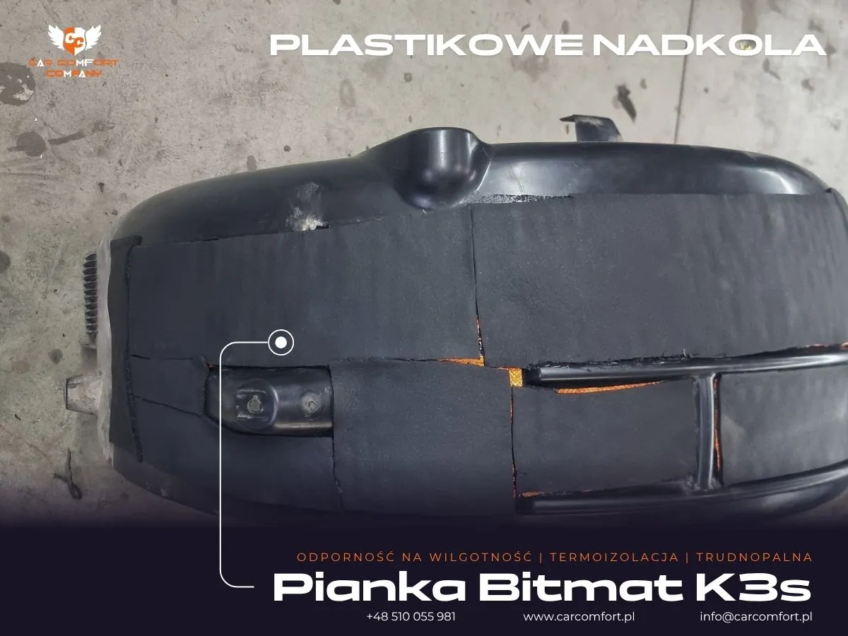 Pianka Bitmat K3s na plastikowym nadkolu Citroena Picasso.