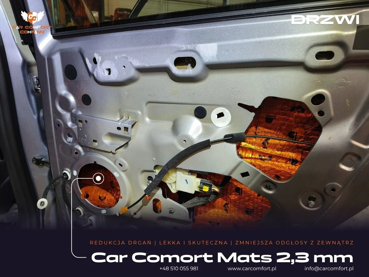 Mata butylowa Car Comfort Mats na wewnętrznej blasze drzwi Citroena Picasso.