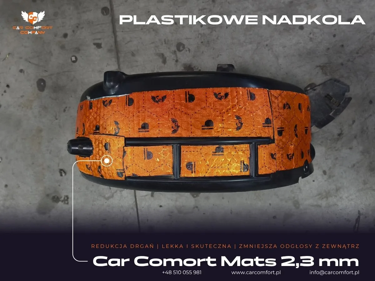 Mata Car Comfort Mats jako pierwsza warstwa na plastikowym nadkolu Citroena Picasso.