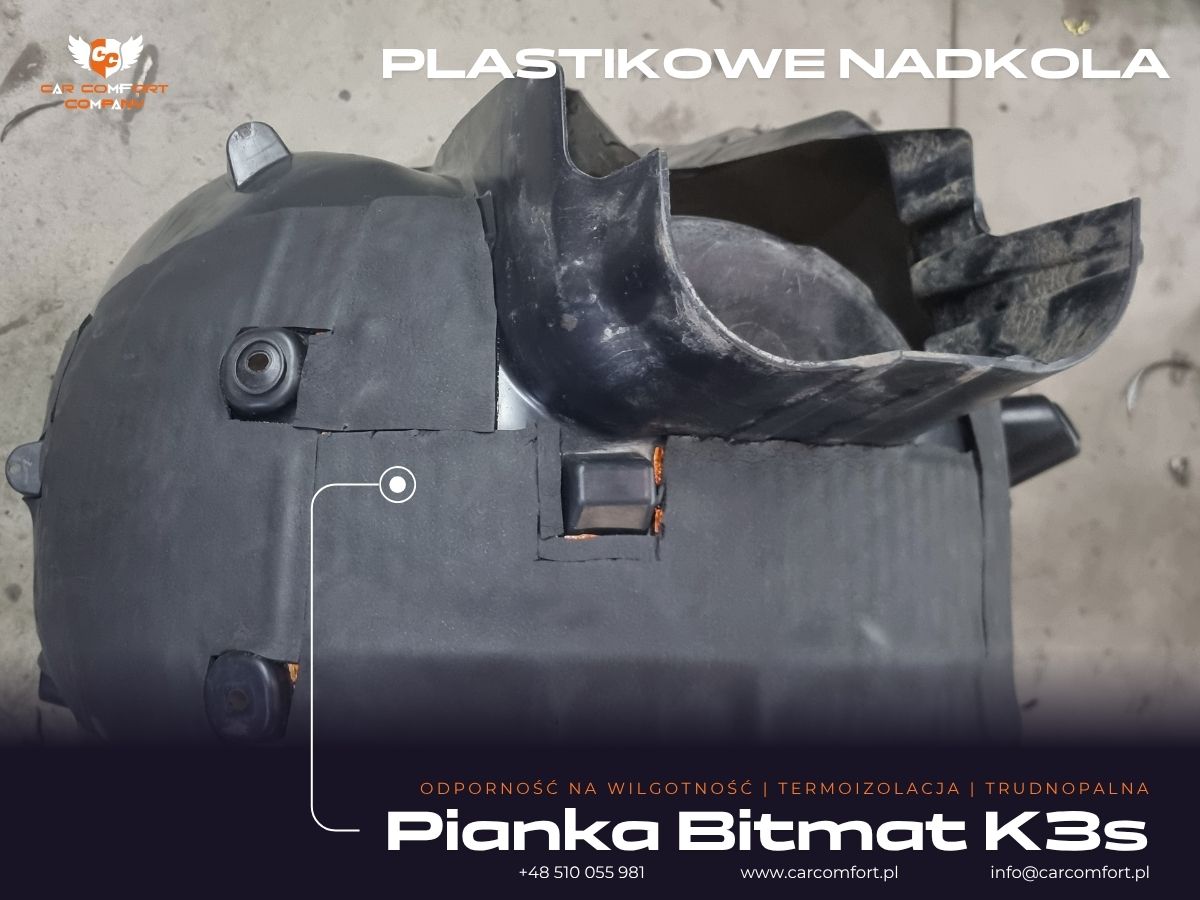 Pianka Bitmat K3s na plastikowym nadkolu Citroena Picasso.