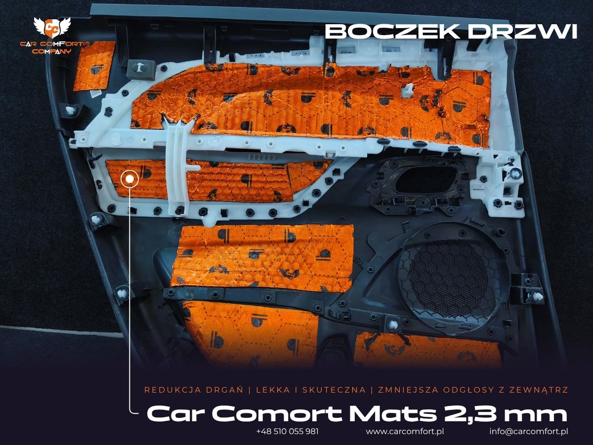 Wyciszenie boczków drzwi matą Car Comfort Mats w Citroenie Picasso.