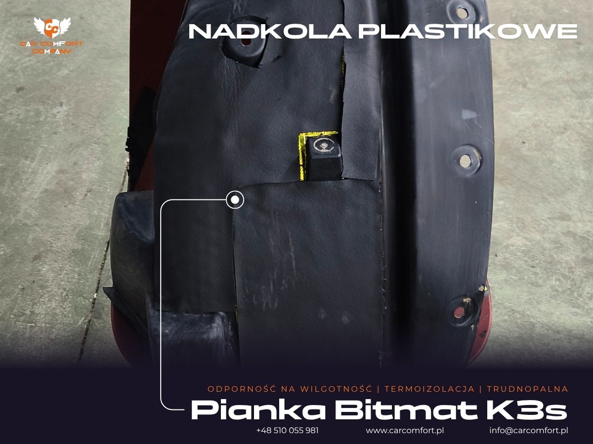 Pianka Bitmat K3s na plastikowym nadkolu Forda Transita Kampera.